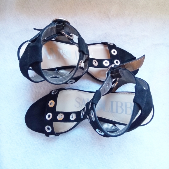 Sam & Libby black suede double buckle heels - Picture 8 of 11
